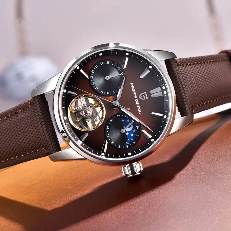 Pagani Design Tourbillon Moonphase Brown Dial Men's Watch- PD-YS021